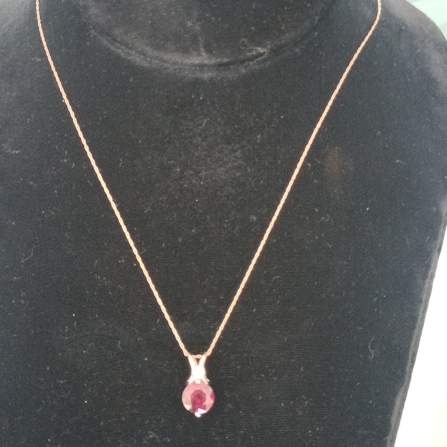 14k Gold Spinel and Diamond Pendant and Chain